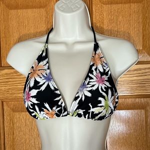 BOGO Black Tropical Glitter String Bikini Triangle Top Small